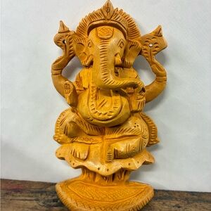 Handmade Wooden Ganesha Incense Statue